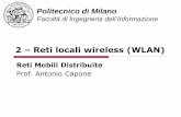 2 Reti locali wireless (WLAN) - Intranet DEIBhome.deib.polimi.it/capone/rmd/2-WLAN.pdf · IBM, 3Com, IBM, Nokia, Compaq, ... Basic Service Set (BSS) ... Richiede l‟uso di timer