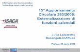 15° Aggiornamento Circolare 263/2006: … 29.4.2015 - Padova - ISACA VENICE Chapter Sviluppo(delle(strategie(di(outsourcing(nel(mercato(ICT(–LucaLazzare9o(e(Rosangela D'Aﬀuso