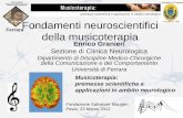 Fondamenti neuroscientifici - Unife · Fondamenti neuroscientifici della musicoterapia Enrico Granieri Sezione di Clinica Neurologica Dipartimento di Discipline Medico-Chirurgiche