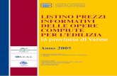 LISTINO PREZZI INFORMATIVI LISTINO PREZZI … · LISTINO PREZZI INFORMATIVI DELLE OPERE COMPIUTE PER L’EDILIZIA in provincia di Varese Anno 2005 Approvato dalla COMMISSIONE DEI