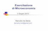 Esercitazione di Microeconomia - uniba.it · Concorrenza perfetta/1 Nella teoria economica tradizionale, sono 5 le condizioni che permettono di individuare un mercato in concorrenza