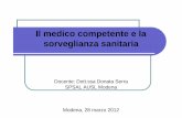 Il medico competente e la sorveglianza sanitaria · 2009-08-31 · SORVEGLIANZA SANITARIA Definizioni - (Art. 2) SORVEGLIANZA SANITARIA: insieme degli atti medici, finalizzati alla