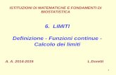 6. LIMITI Definizione - Funzioni continue - Calcolo dei … · Tale teorema consente di ridurre il calcolo del limite di una funzione nella cui espressione analitica compaiono un