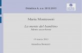 Maria Montessori La mente del bambino - del... · Genesi dell'opera Versione italiana del 1952 di The Absorbent Mind, pubblicato in India nel 1949 Maria Montessori vi dedica gli ultimi