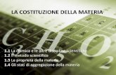 LA COSTITUZIONE DELLA MATERIA - Roberto Capone · 2016-08-11 · LA COSTITUZIONE DELLA MATERIA 1.1 La chimica e le altre discipline scientifiche 1.2 Il metodo scientifico 1.3 Le proprietà