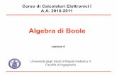 Algebra di Boole - na.icar.cnr.itdepietro.g/DePietro/L04Boole.pdf · • Un reticolo distributivo, dotato di minimo e massimo assoluti e complementato, si dice un'algebra di Boole
