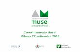 Coordinamento Musei Milano, 27 settembre 2018 · dati circuito lombardia 2015 (dal 19/5/2015 al 31/12/2015) 2016 2017 2018 (dal 1/01/2018 al 31/08/2018) tessere vendute 8.015 17.290
