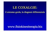 coxalgie - fisiokinesiterapia.biz · Studio radiografico – bacino intero: – opacizzazione parti molli, distensione cpsulare – alterazione rapporti ossei: diastasi coxo-femorale