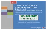 Comunicato N.17 Stagione Sportiva 2014 -‘15 Calcio/Comunicati... · 2 Agus Nicola, Feu Pierluigi (4M), 3 Cicalò Gianluca, Orrù Ubaldo (P) Pasquale Lupo di Guspini 2° Turno Amatori