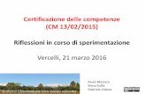 Certificazione delle competenze (CM 3/2015) Riflessioni in ... · Certificazione delle competenze (CM 13/02/2015) Riflessioni in corso di sperimentazione Vercelli, 21 marzo 2016 Paolo