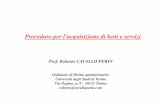 Procedure per lâ€™acquisizione di beni e servizi - PD .Ordinario di Diritto amministrativo Universit 