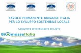 TAVOLO PERMANENTE BIOMASSE ITALIA PER LO … · Slide 2 LA MISSIONE DEL TAVOLO Identificare le aree di azione e sviluppare iniziative operative nei settori di interesse del territorio