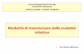 Università degli Studi di Perugia FACOLTÀ DI FARMACIA · (legionella pneumophila, clostridium tetani..) I L’uomo è il più importante serbatoio di malattie ... Tramite veicoli