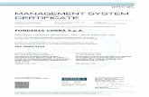 MANAGEMENT SYSTEM CERTIFICATE - fonderiacorra.com · FONDERIA CORRÀ S.p.A. Sede Legale e Operativa Via Cà Magre, 50/a - 36016 Thiene (VI) - Italy Riferimento al campo applicativo