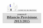 Bilancio di Previsione - Entrate - Comune di Montà · COMUNE DI MONTA’ proposta di Bilancio Previsione 2013/2015. Accertamenti ultimo esercizio chiuso PARTE I - ENTRATE Codice
