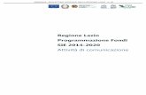Regione Lazio Programmazione Fondi SIE 2014-2020 · STRATEGIA DI COMUNICAZIONE DEL PSR LAZIO 2014-2020 60 4.1 Il quadro di riferimento 61 4.1.1 Premessa 61 4.1.2 Esperienza 2007-2013