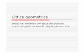 9 FisTrpLog - Ottica geometrica - Home -  · PDF fileOttica geometrica Studio dei fenomeni dell’ottica che possono essere spiegati con semplici regole geometriche