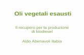 Il recupero per la produzione di biodiesel Aldo Abenavoli ... · biocarburante nei carburanti fossili • una accisa ridotta come segue-Biodiesel: applicazione di una accisa del 10%