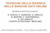 TECNICHE DELLA RICERCA NELLE BANCHE DATI ONLINE · NELLE BANCHE DATI ONLINE MATERIALE DIDATTICO A CURA DI: S. FACCO, P. GARDOIS, G. GRILLO, B. MARTIN, C. RUFFINENGO, C. VILLANACCI
