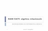 BASI DATI: algebra relazionale - sira.diei.unipg.it ed Informatica... · BASI DATI: algebra relazionale BIOINGEGNERIA ED INFORMATICA MEDICA 1 Lezione IV - BioIngInfMed . Algebra relazionale