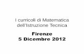 I curricoli di Matematica dell’Istruzione Tecnica Firenze 5 …web.math.unifi.it/users/mathesis/conferenze/files-presentazioni/... · Eseguire costruzioni geometriche elementari