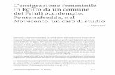 L’emigrazione femminile in Egitto da un comune del Friuli ... · Il presente contributo introduce un caso di studio sulla migrazione femminile in area friulana. La mia presenza