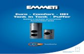 Euro · Comfort · HE1 Tank in Tank · Puffer tecniche per... · livello termico come l’energia solare. Il progettista termotecnico potrà trovare nella gamma Emmeti la giusta risposta