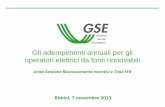 Gli adempimenti annuali per gli operatori elettrici da ... Privati/GSE_Convegno... · Unità Gestione Riconoscimento Incentivi e Titoli FER - 2 - a ... CAR Certificati Bianchi ...