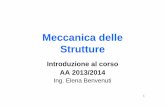 Meccanica delle Strutture - Unife · Introduzione al corso AA 2013/2014 Ing. Elena Benvenuti. ... METODO degli ELEMENTI FINITI • Step 4 - Applicazione dell condizioni al contorno: