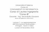 Universitàdi Salerno Corso di FONDAMENTI DI INFORMATICA ... 15 novembre.pdf · Lezione 7: La rappresentazione dellinformazione Multimediale ... algoritmi di compressioneche sfruttano