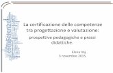 La certificazione delle competenze tra progettazione e ... · La certificazione delle competenze tra progettazione e valutazione: prospettive pedagogiche e prassi didattiche. Elena