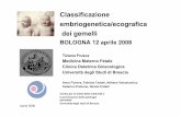 Classificazione embriogenetica/ecografica dei gemelli · Classificazione embriogenetica/ecografica dei gemelli BOLOGNA 12 aprile 2008 Tiziana Frusca ... alle nullipare con gravidanza