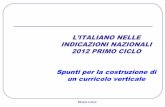 L’ITALIANO NELLE INDICAZIONI NAZIONALI 2012 PRIMO … Italiano Scuola... · INDICAZIONI NAZIONALI 2012 PRIMO CICLO Spunti per la costruzione di un curricolo verticale Silvana Loiero