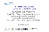 2 MEETING IU.NET Udine, 10-11 Febbraio 2011 RELAZIONE · PDF fileDavid Esseni. 2 Genesi del progetto •Consolidamento della NoE SINANO (6FP, 2004-2007) con ridimensionamento numero