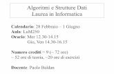 Algoritmi e Strutture Dati Laurea in Informaticabaldan/Algoritmi/Slide/01-IntroInsertionSort.pdf · Testo: Introduzione agli Algoritmi e Strutture Dati (3 ... degli algoritmi V.Strutture