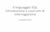 Il linguaggio SQL Introduzione e costrutti di … istruzioni per l'inserimento, la cancellazione e la modifica di dati •Data Definition Language DDL - Linguaggio di definizione dei