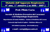 CI Malattie dell’Apparato - Università di Cagliaripacs.unica.it/biblio/fisiopatologia/fisiopatologia3.pdf · (diluizione dell’azoto alveolare respirando ossigeno puro). La pletismografia