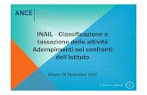 20121128 INAIL Classificazione e tassazione delle ... · A CURA DI E. MUROLO 1 Milano 28 Novembre 2012 INAIL - Classificazione e tassazione delle attività Adempimenti nei confronti