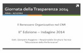 Giornata della Trasparenza 2014 - cnr.it · Giornata della Trasparenza 2014 ROMA – 16/12/2014 Il Benessere Organizzativo nel CNR II° Edizione – Indagine 2014 Dott. Gianpiero