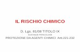 IL RISCHIO CHIMICO - univpm.it · La valutazione del rischio chimico in ambiente di lavoro presuppone la conoscenza della reattività di ogni singola sostanza usata. Tuttavia, non
