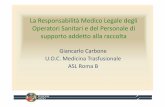 Giancarlo Carbone U.O.C. Medicina Trasfusionale ASL Roma B · • Decreto 3 Marzo 2005 (Caratteristiche e modalità per la donazione delsangue e di ... (Norme di qualità e di sicurezza