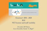 Erasmus+ 2014 - 2020 KA1 VET learner and staff mobility · Mobilità del personale, dei docenti e dei formatori . Destinatari 1. Studenti e apprendisti 2. Staff . Mobilità di studenti