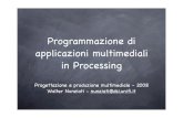 Programmazione di applicazioni multimediali in Processing · Un linguaggio di programmazione derivato da Java Un insieme di librerie dedicate in particolare allo sviluppo di applicazioni
