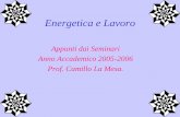 Appunti dai Seminari Anno Accademico 2005-2006 Prof ... e Lavoro 2.pdf · Energetica e Lavoro Appunti dai Seminari Anno Accademico 2005-2006 Prof. Camillo La Mesa.