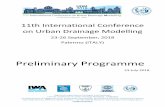 11th International Conference on Urban Drainage Modelling · Viale delle Scienze, Edificio 8, 90128 Palermo – tel: 091 238 96 556/14; e- mail: giorgio.mannina@unipa.it; info@udm2018.it