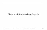 Sistemi di Numerazione Binaria - Università di Romasalza/AE/Numeri-Binari-17-18.pdf · Numerale: stringa di caratteri che rappresenta un numero in un dato sistema di numerazione