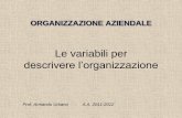 Le variabili per descrivere l’organizzazione aziendale_06... · descrivere l’organizzazione ORGANIZZAZIONE AZIENDALE Prof. Armando Urbano - A.A. 2011-2012 . Contenuti del capitolo