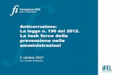 Anticorruzione: La legge n. 190 del 2012. La task force della ... · all'organo di indirizzo e all'organismo indipendente di valutazione le disfunzioni inerenti all’attuazione delle