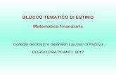 BLOCCO TEMATICO DI ESTIMO Matematica finanziaria · 2017-03-22 · BLOCCO TEMATICO DI ESTIMO Matematica finanziaria Collegio Geometri e Geometri Laureati di Padova CORSO PRATICANTI