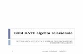 BASI DATI: algebra relazionale - sira.diei.unipg.it APPLICATA E SISTEMI... · BASI DATI: algebra relazionale INFORMATICA APPLICATA E SISTEMI DI ELABORAZIONE DELLE INFORMAZIONI ...